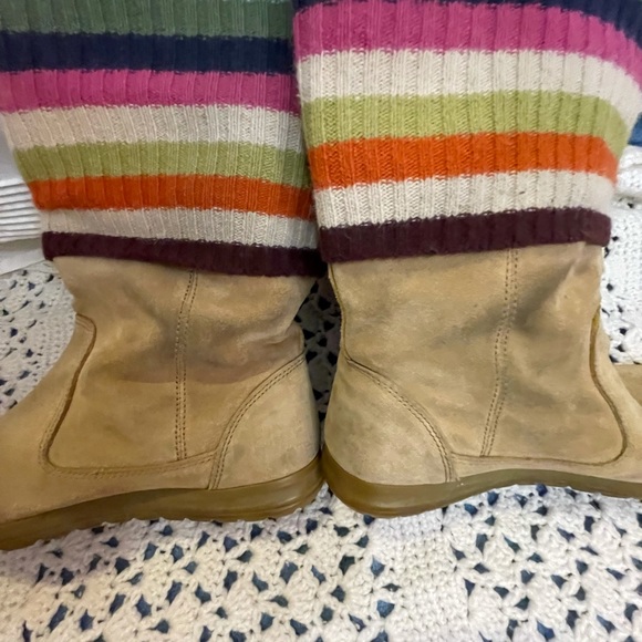 COACH Tatum Suede Rainbow Striped Leather Boots - Picture 7 of 10